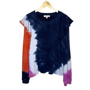 Something Navy Maegan Tie Dye Ruffle Cotton Sweatshirt Size XL